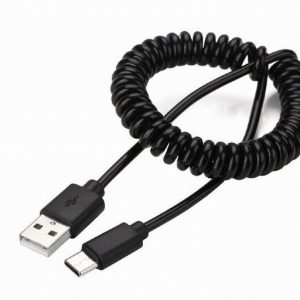 Cable USB tipo C en espiral, 1,8 m, negro WIRBOO